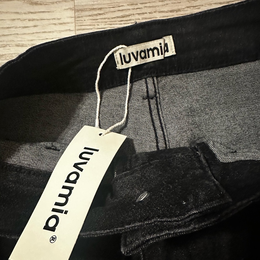 Black Denim Mini Skirt with built in shorts size small - Picture 4 of 6